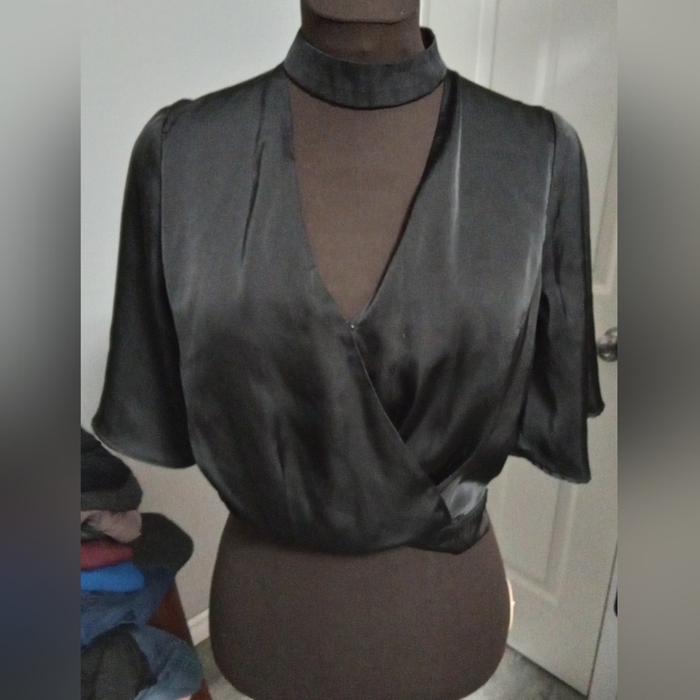 5/$20**Size 10 Glassons black satin blouse - Picture 2 of 8